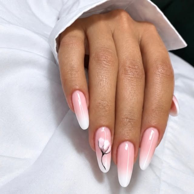 Nail art ombre cu model de păpădie, L'Atelier by Denise